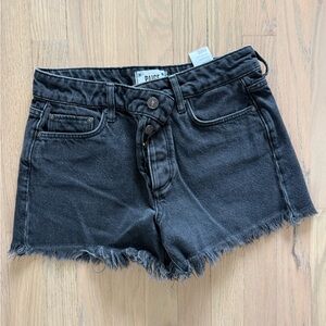 PAIGE Black Frayed Jean Shorts